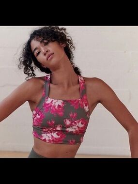 FP Movement "In Your Corner" sports bra green/pink floral print size small